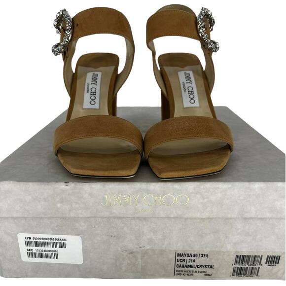 Jimmy Choo Maysa 85 Leather Mules in Caramel Crystal - Picture 12 of 15